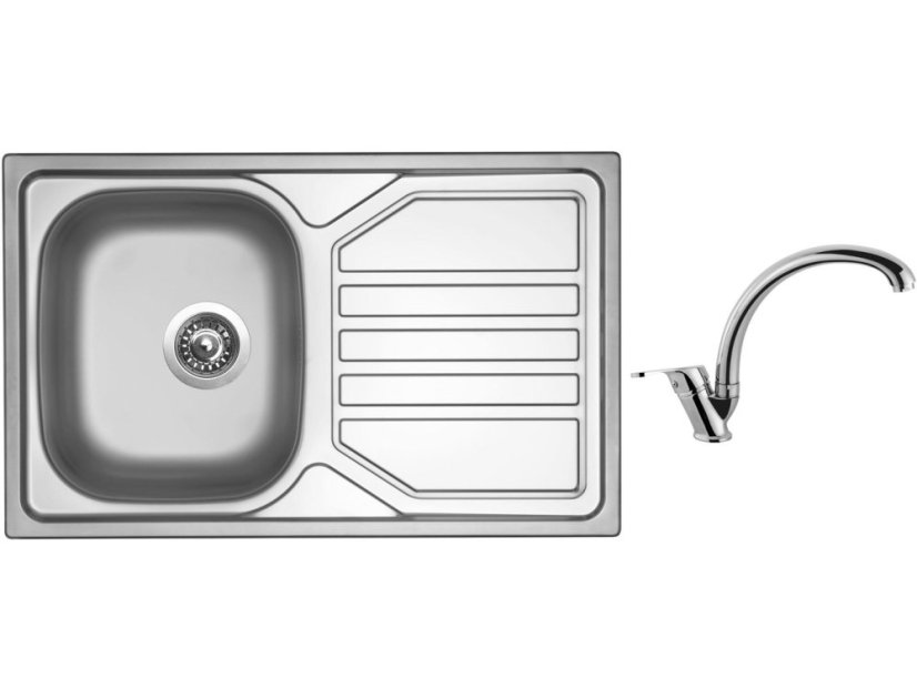 Set Sinks OKIO 800 V 0,7mm leštěný + baterie Sinks  EVERA chrom