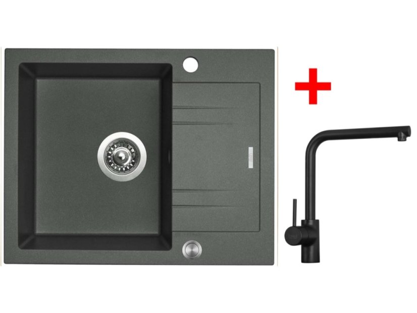 Sinks LINEA 600 XC Titanium + Elka černá matná