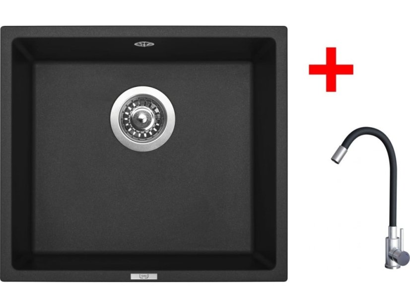 Sinks FRAME 457 Pureblack + Elasta nerez/černá
