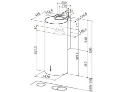 Komínová digestoř Faber CYLINDRA GLOSS PLUS EV8 WH A37 nákres