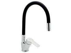 Drezová batéria s čiernym flexi ramenom Metalia 54, chróm