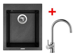 Set Sinks CUBE 410 Metalblack + Vitalia