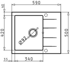 Granitový dřez Pyramis Athlos 59 x 50 1B 1D nákres