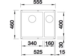 Granitový dřez Blanco SUBLINE 340/160 U InFino šedá skála bez táhla dřez vpravo