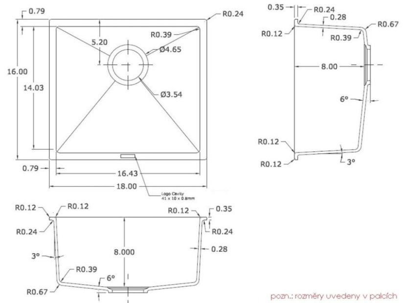 Granitový dřez Sinks FRAME 457 Granblack nákres2