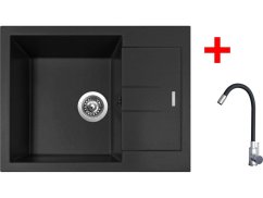 Sinks AMANDA 650 Pureblack + Elasta nerez/čierná