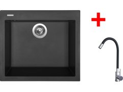 Set Sinks Cube 560 Pureblack + Elasta nerez/černá