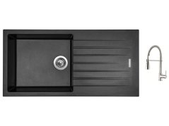 Granitový drez Sinks PERFECTO 1000 Metalblack + Drezová batéria Sinks MIX 35 PROF S chróm