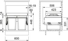 Odpadkový koš Franke FX 60 26-11-11 nákres