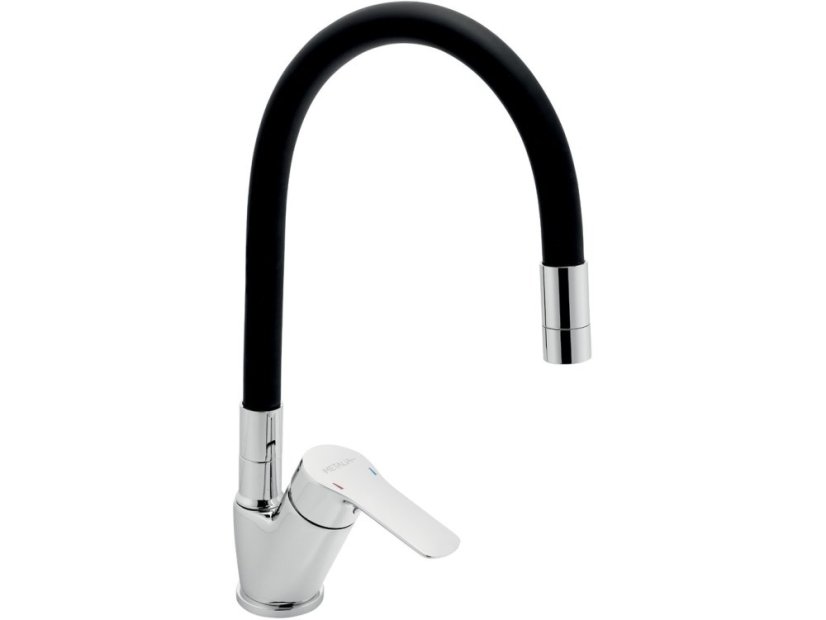 Drezová batéria s čiernym flexi ramenom Metalia 54, chróm