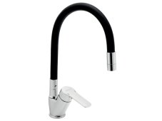 Drezová batéria s čiernym flexi ramenom Metalia 54, chróm