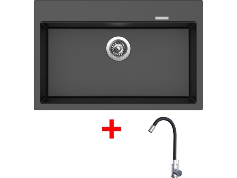 Sinks MAXIMO 780 Metalblack + Elasta nerez/čierná