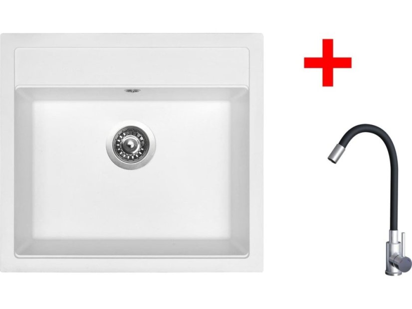 Sinks SOLO 560 Milk + Elasta nerez/čierná