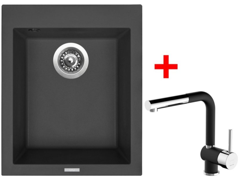 Set Sinks Cube 410 Nanoblack + Mix 3 P Nanoblack