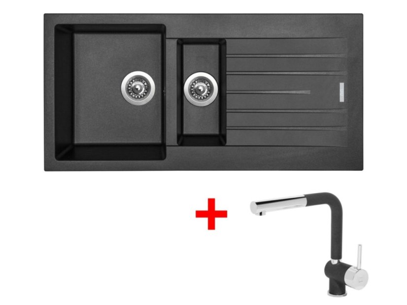 Set Sinks Perfecto 1000.1 Metalblack + Mix 3 P GR