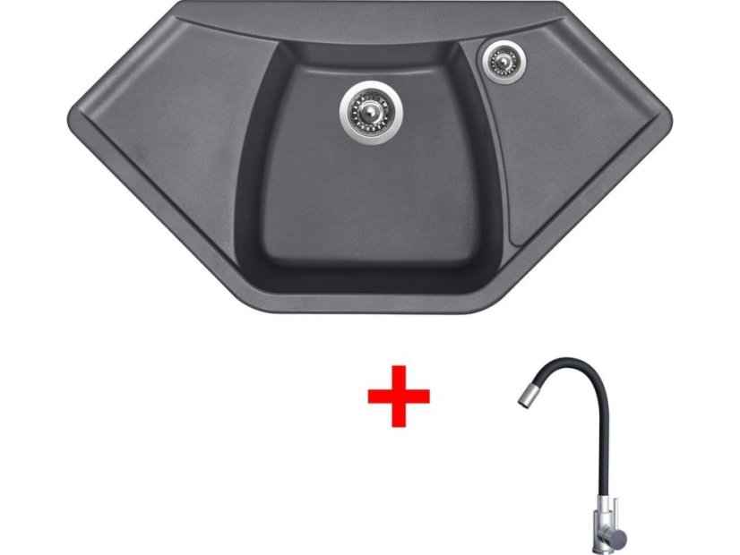 Set Sinks Naiky 980 Titanium + Elasta nerez/černá