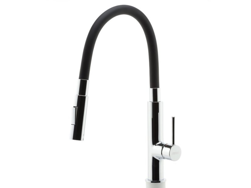 Drezová stojanková batéria s čiernym ramenom a sprškou