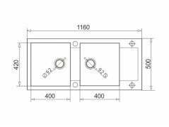 Granitový dřez Pyramis Mido 116 x 50 2B 1D Černá