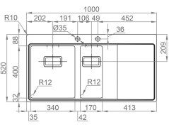Nerezový dřez Sinks XERON 1000.1 levý 1,2mm