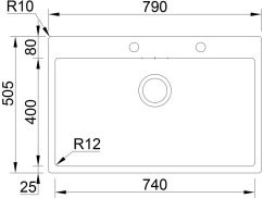 Nerezový dřez Sinks BOXER 790 RO Nerezový dřez Sinks BOXER 790 RO