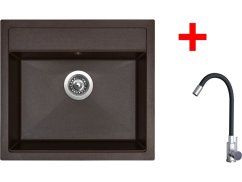 Set Sinks Solo 560 Marone + Elasta nerez/čierná