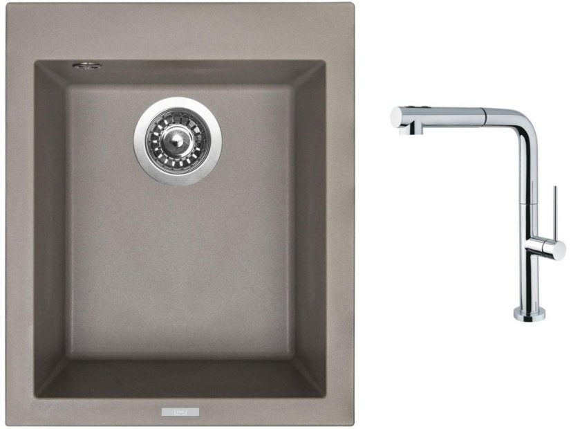 Set Sinks CUBE 410 Truffle + baterie Sinks SLIM S2 kartáčovaná