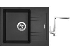 Set Sinks LINEA 600 N Metalblack + batéria Sinks batéria CASPIRA chróm