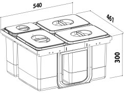 Odpadkový kôš Sinks JAZZ 600 3x15 l + 1x7 l