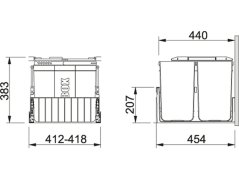 Výsuvný odpadkový kôš Franke 300-45 2x10 + 22