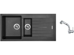 Set Sinks PERFECTO 1000.1 Metalblack + baterie Sinks MIX 3 S Chrom