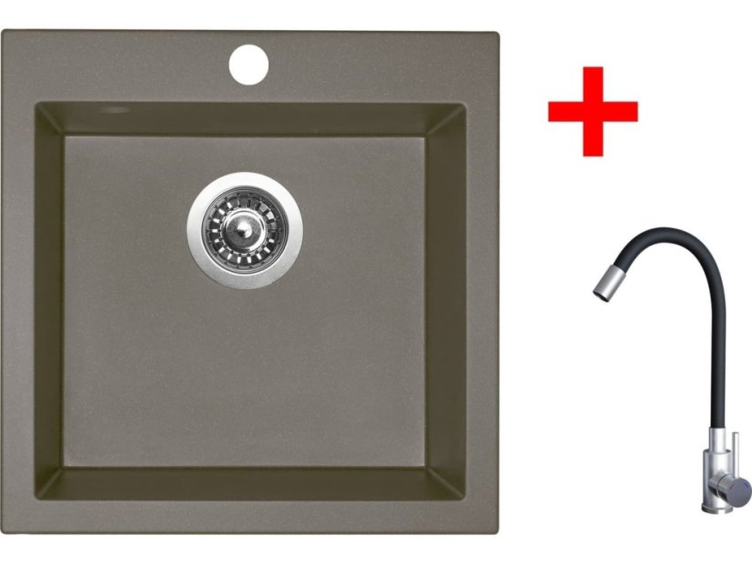 Sinks VIVA 455 Truffle + Elasta nerez/čierná