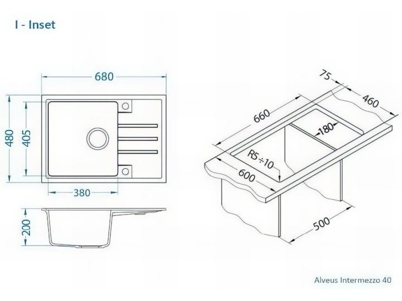 Granitový dřez Alveus Intermezzo 40 beige