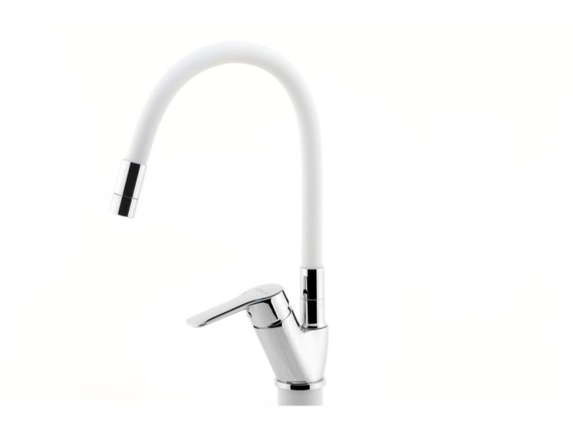 Drezová batéria s bielym flexi ramenom Metalia 54, chróm