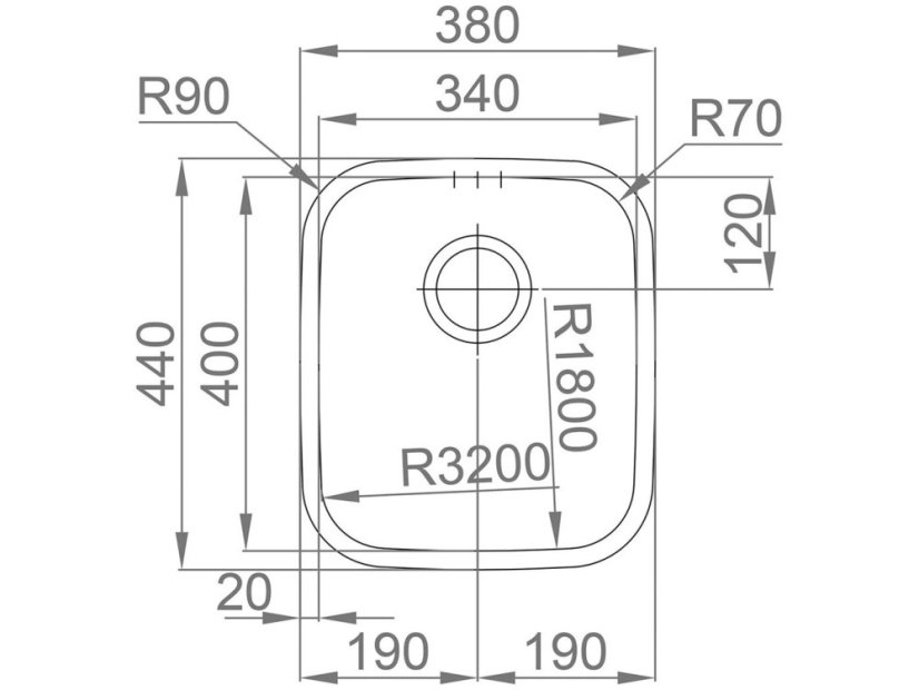 Nerezový dřez Sinks BRASILIA 380 V 0,7mm trojmontáž leštěný