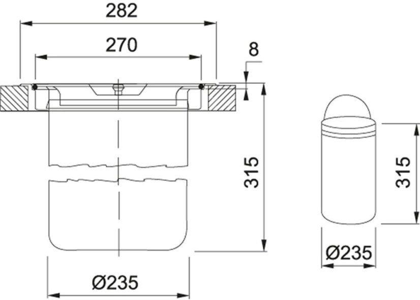Odpadkový koš Franke KEA F12, Montáž do roviny