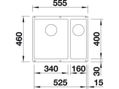 Granitový drez Blanco SUBLINE 340/160 U Sivá skala, ľavý, bez tiahla