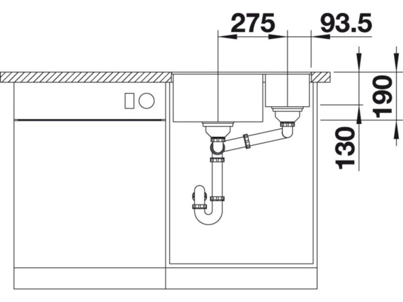 Granitový drez Blanco SUBLINE 340/160 F InFino biela drez vľavo