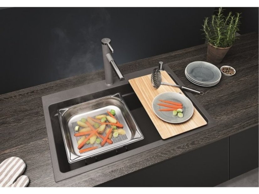 Granitový dřez Blanco ETAGON 8 Černá, s excentrem