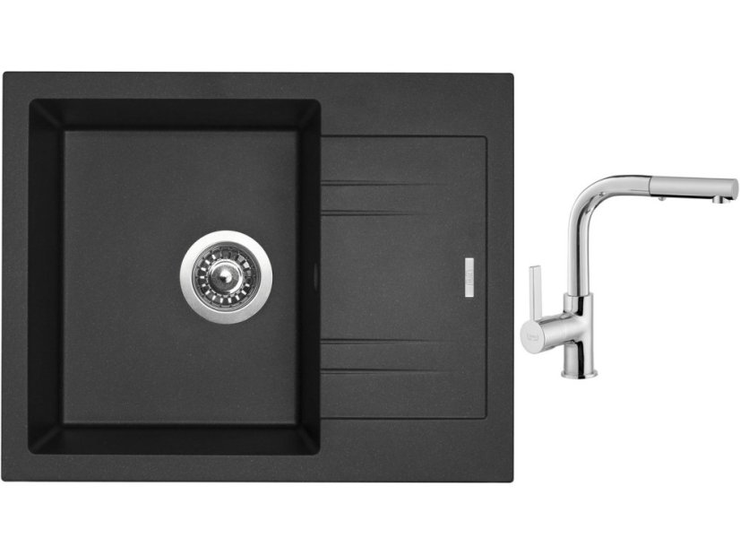 Set Sinks LINEA 600 N Metalblack + baterie Sinks ENIGMA S chrom