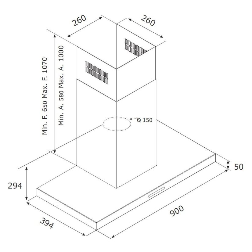 Komínová digestoř Airforce B-OX TSE 90 BK_(4)