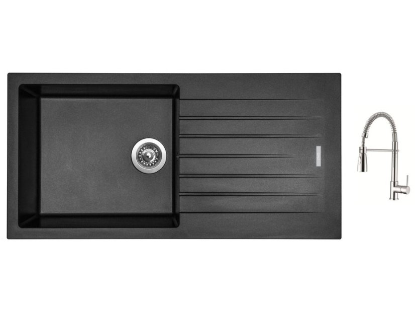 Granitový drez Sinks PERFECTO 1000 Metalblack + Drezová batéria Sinks MIX 35 PROF S chróm