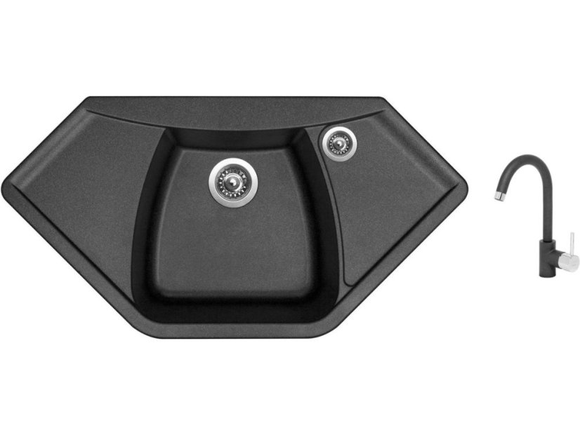 Set Sinks NAIKY 980 Metalblack + baterie Sinks MIX 35 Metalblack