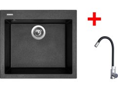 Set Sinks Cube 560 Metalblack + Elasta nerez/černá