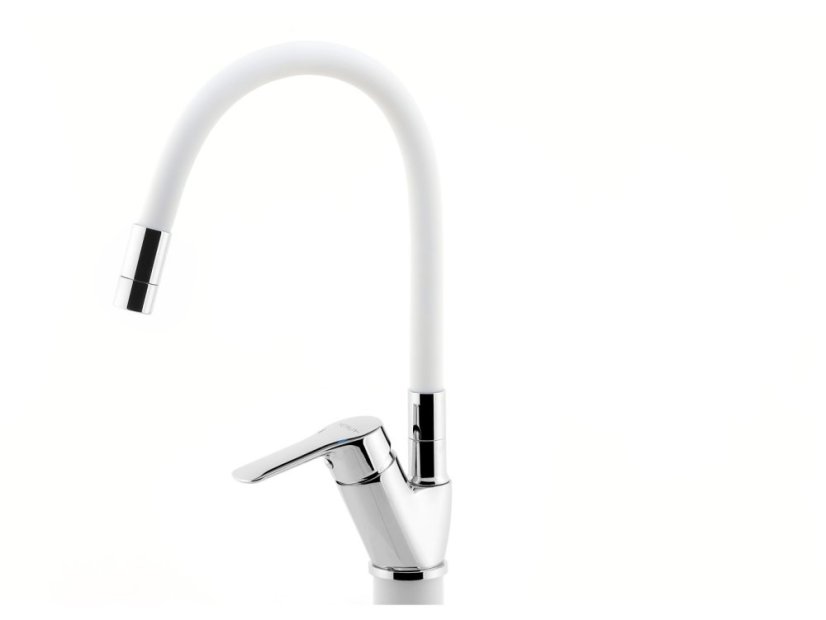 Drezová batéria s bielym flexi ramenom Metalia 54, chróm