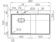 Nerezový drez Sinks XERON 860 pravý 1,2mm
