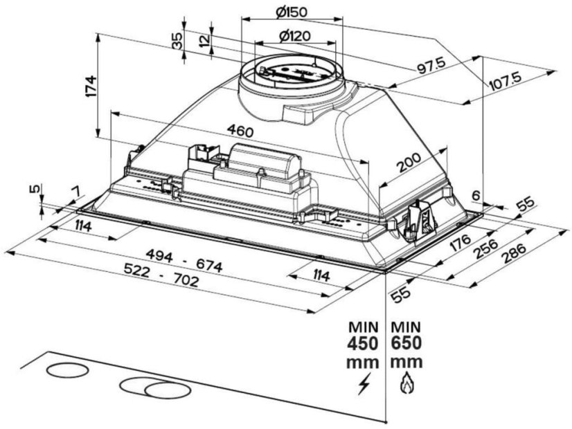 Vestavná digestoř Faber Inka Smart HCS X A52 nákres