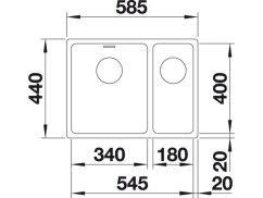 Nerezový drez Blanco ANDANO 340/180 U InFino Nerez hodvábny lesk drez vľavo