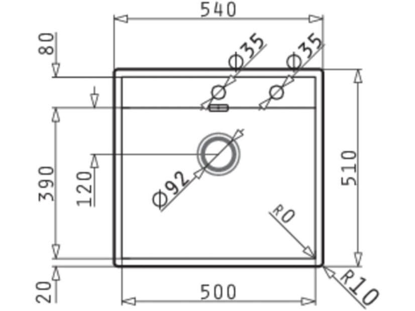 Nerezový drez Pyramis Krypto 54 x 51 1B