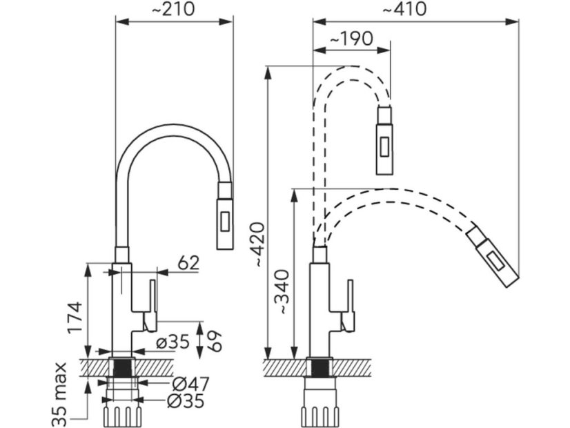 Dřezová baterie Novaservis 70730.0ZL se žlutým ramenem