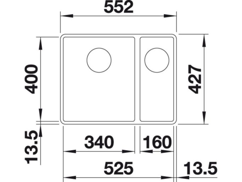 Granitový drez Blanco SUBLINE 340/160 F InFino biela drez vľavo